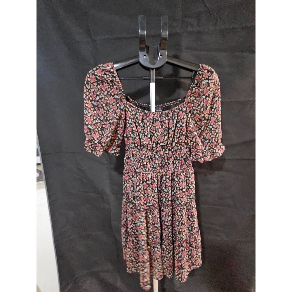 Be Bop Floral Puff Sleeve Smocked Mini Dress